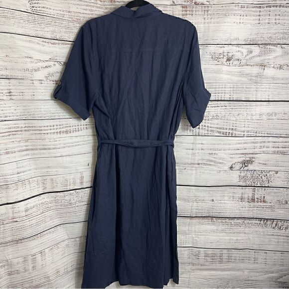 Appleseeds Dress Womens plus size 18 cuffed sleeves button up linen blend New - Picture 4 of 10